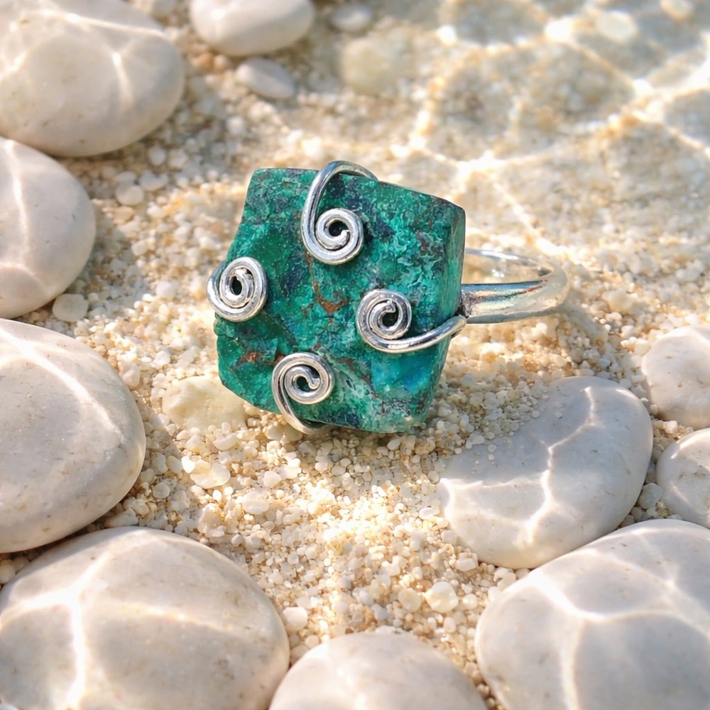Natural Azurite Ring - Picture 4 of 14
